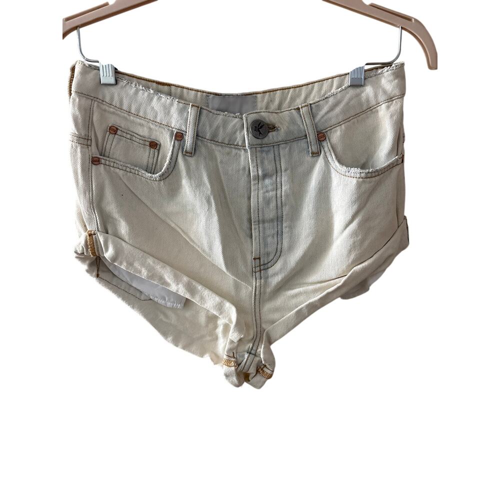 One Teaspoon 26 Vintage Bandits Bleached Light Wash Low Waist Denim Jean Shorts